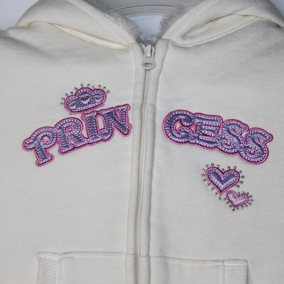 WONDER KIDS PRINCESS FULL ZIP UP HOODED SWEATSHIRT SZ 24 MONTHS CREAM PINK PURPL - Picture 4 of 16